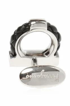 FERRAGAMO SILVER ‘Gancini’ cuff links