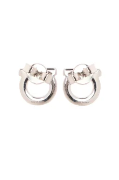 FERRAGAMO SILVER 'Gancini' motif earrings