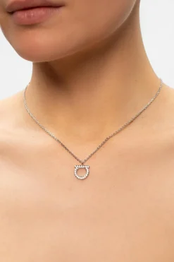 FERRAGAMO SILVER Logo necklace