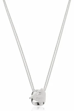 FERRAGAMO SILVER Necklace with pendant featuring engraved logo