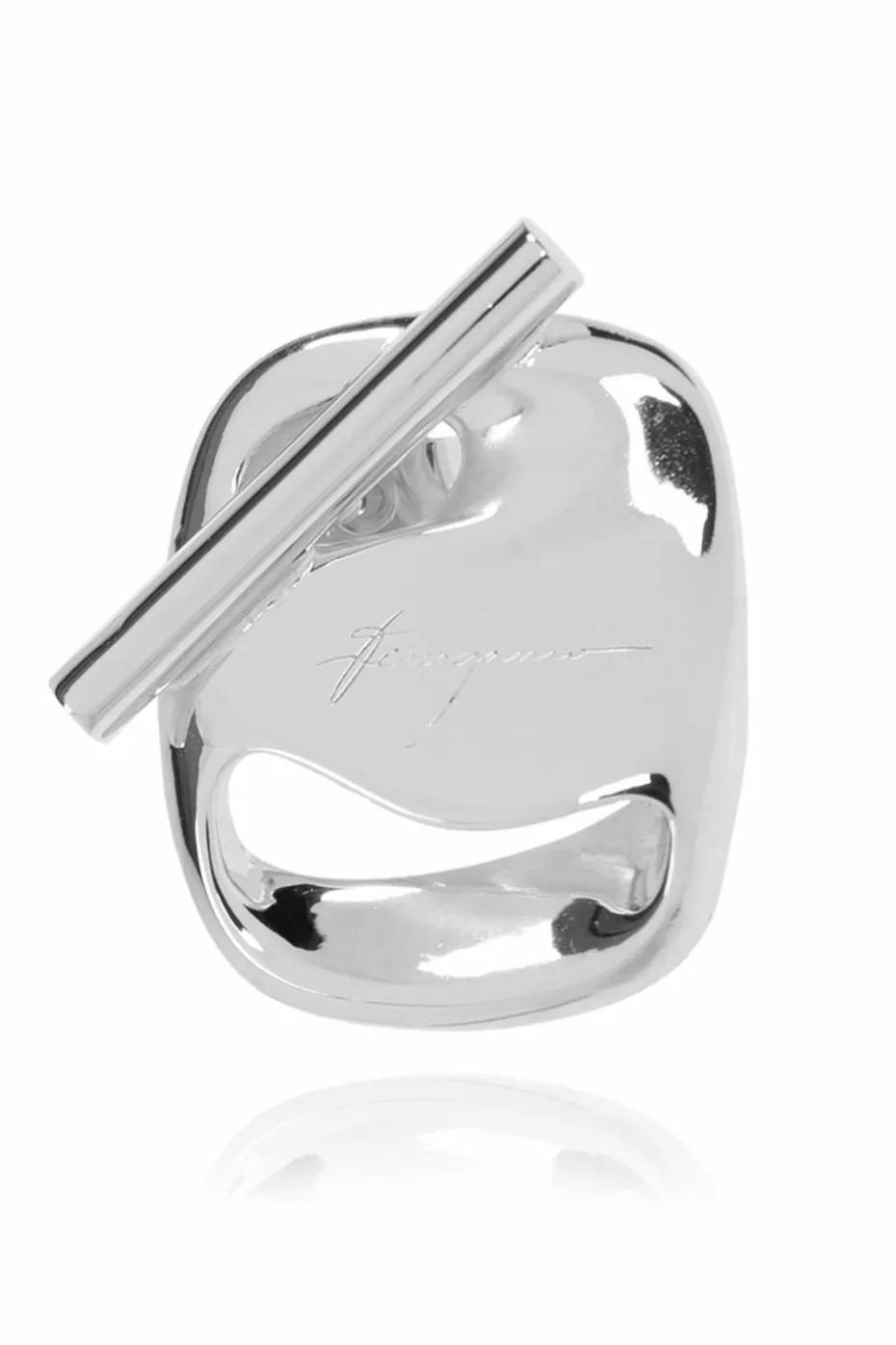 FERRAGAMO SILVER Silver earrings with engraved logo