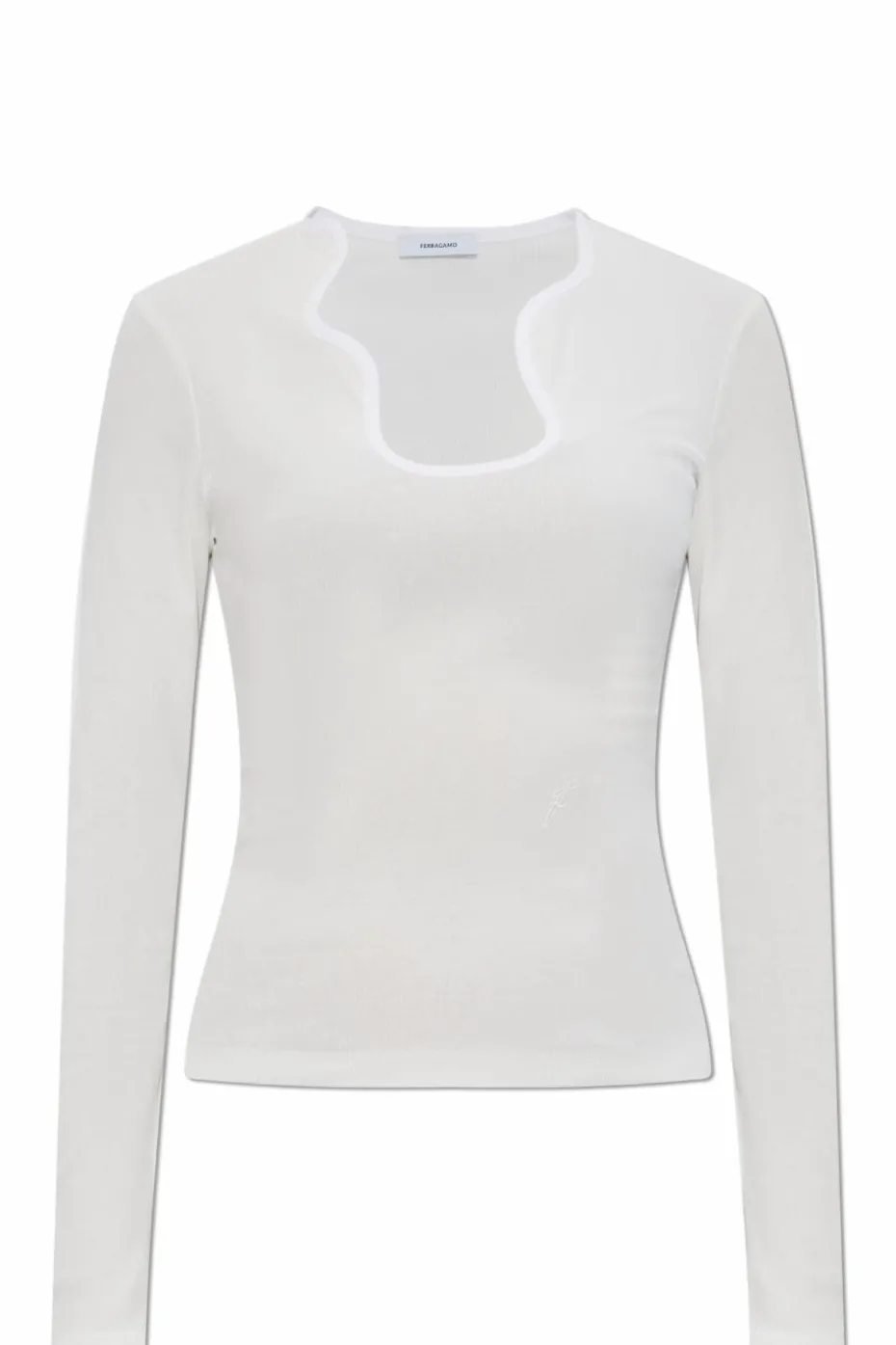 FERRAGAMO WHITE Ribbed Top