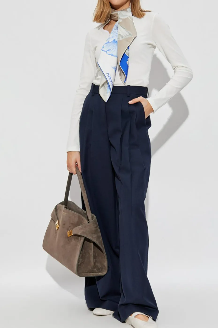 FERRAGAMO WHITE Ribbed Top