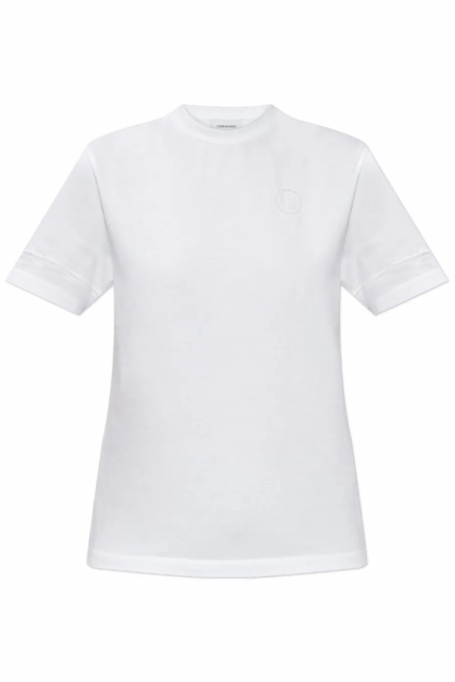 FERRAGAMO WHITE T-shirt with openwork inserts