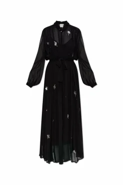 forte_forte BLACK Dress with shimmering appliquƩs