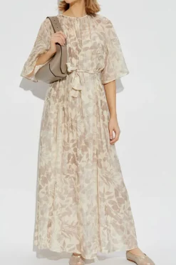 forte_forte cream Dress with a waist belt