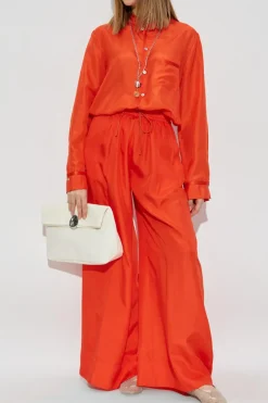forte_forte RED Silk loose-fit pants