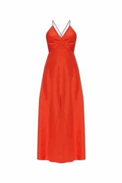 forte_forte RED Silk strap dress