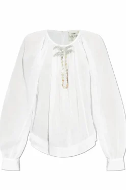 forte_forte WHITE Top with appliqué