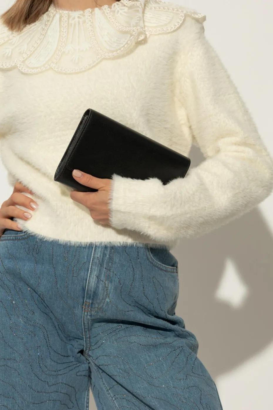 Furla BLACK Wallet on chain Camelia