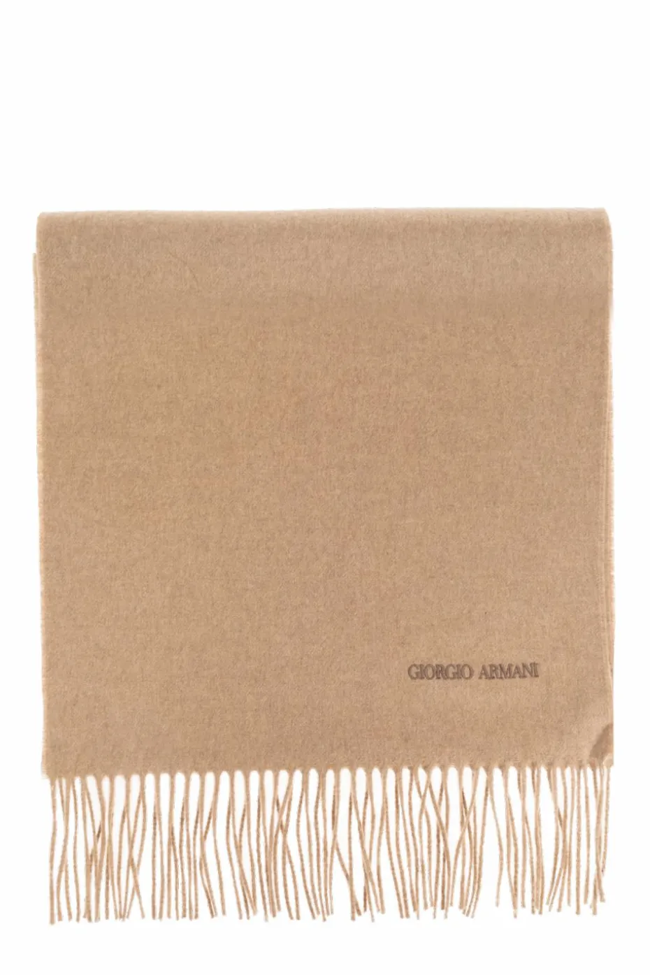 Giorgio Armani beige Cashmere scarf with fringes