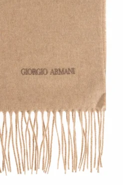 Giorgio Armani beige Cashmere scarf with fringes