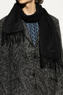 Giorgio Armani BLACK Cashmere scarf with fringes