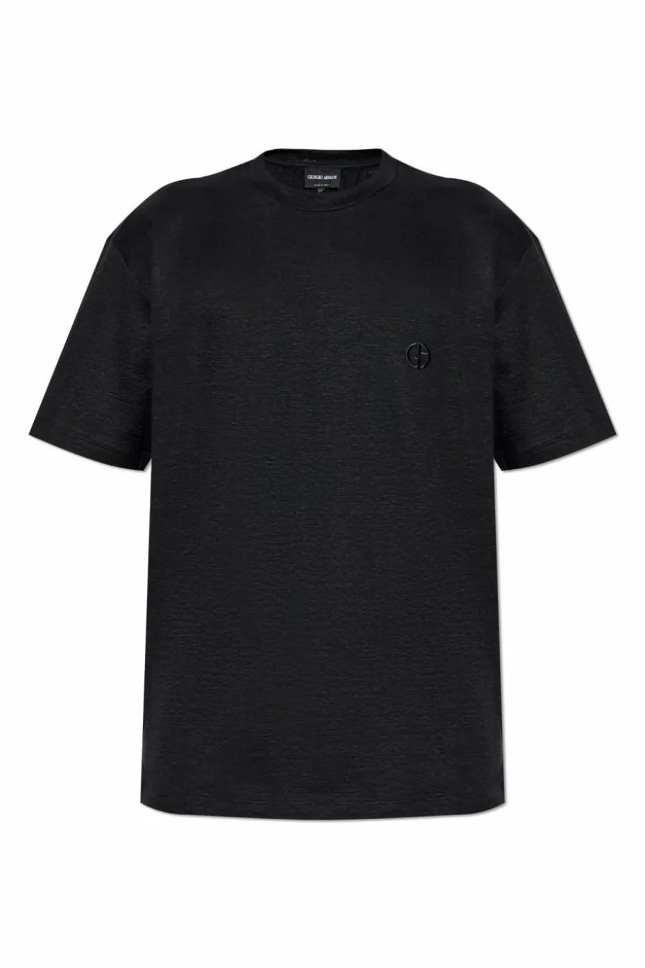 Giorgio Armani BLACK Linen t-shirt with embroidered logo