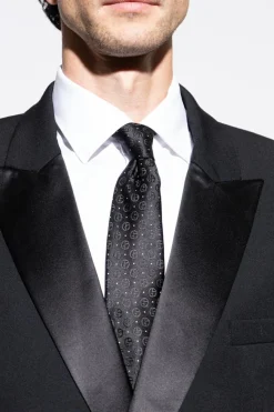 Giorgio Armani BLACK Silk tie with monogram