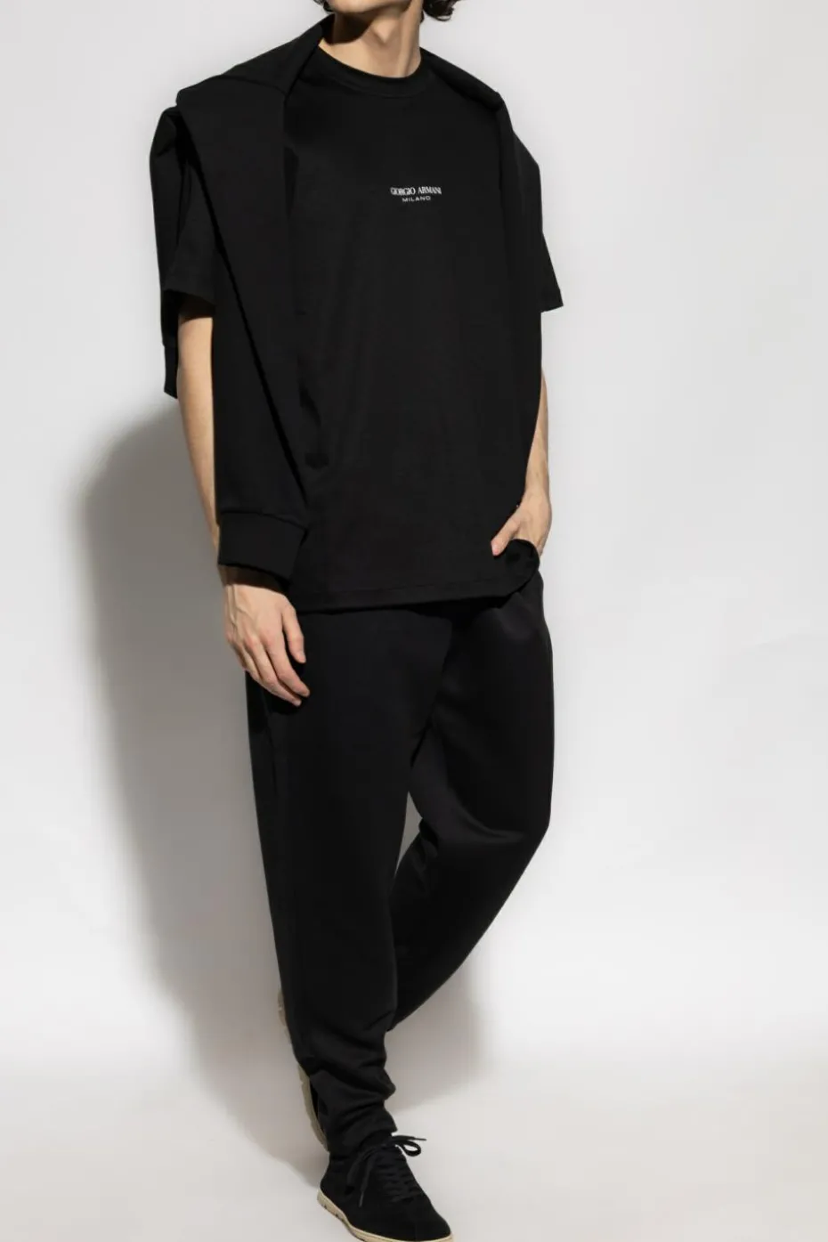 Giorgio Armani BLACK T-shirt with printed logo