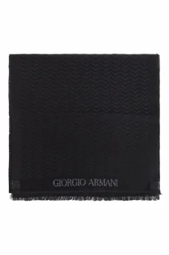 Giorgio Armani BLACK Wool scarf with logo