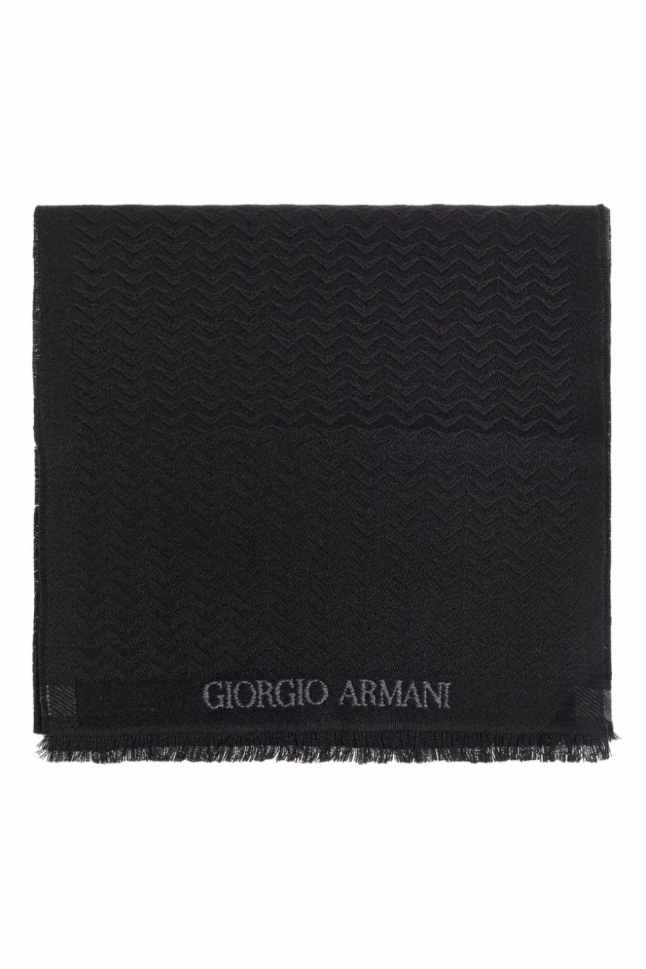 Giorgio Armani BLACK Wool scarf with logo