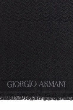 Giorgio Armani BLACK Wool scarf with logo