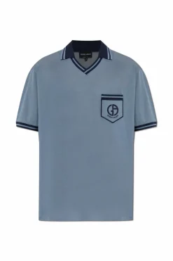 Giorgio Armani BLUE Silk polo with pocket