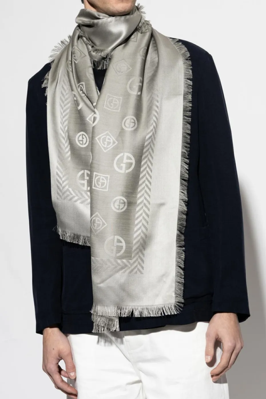 Giorgio Armani GREY Scarf with monogram