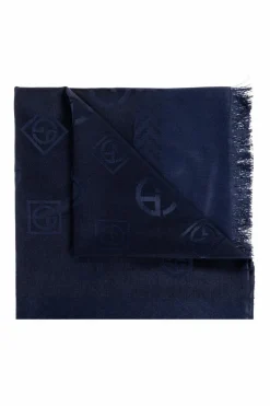 Giorgio Armani NAVY BLUE Scarf with monogram