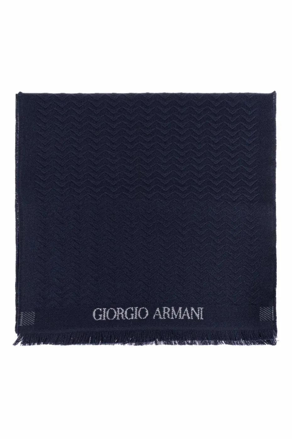 Giorgio Armani NAVY BLUE Wool scarf with logo