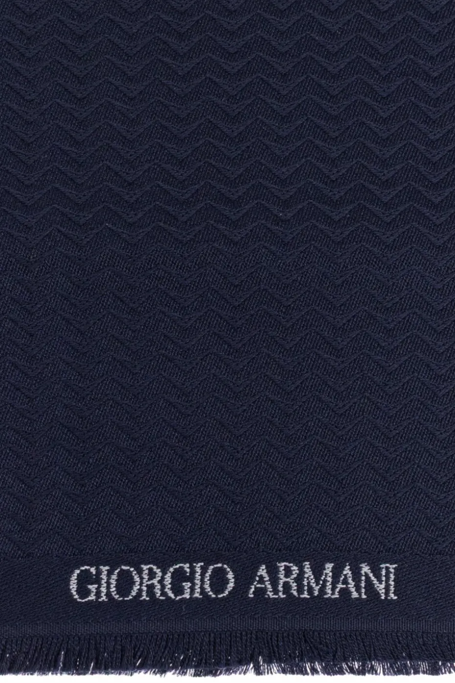 Giorgio Armani NAVY BLUE Wool scarf with logo