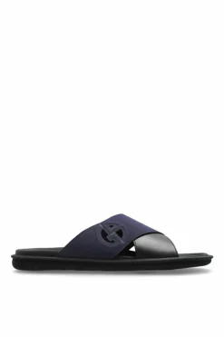 Giorgio Armani NAVY BLUE Slides with logo