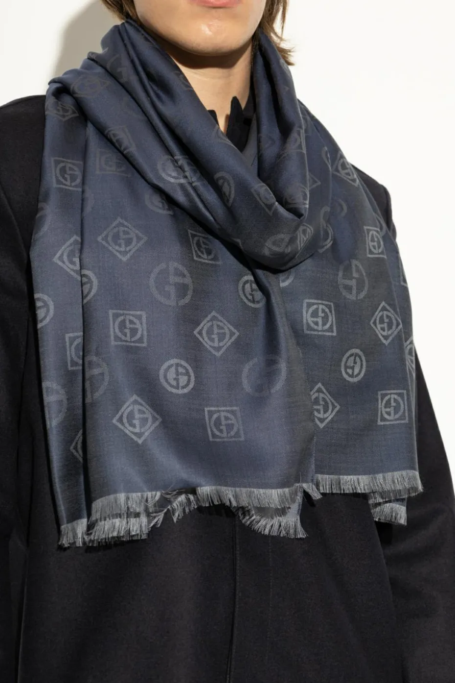 Giorgio Armani NAVY BLUE Silk scarf