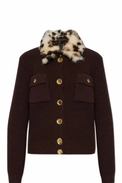 Givenchy BROWN Cardigan with fur collar