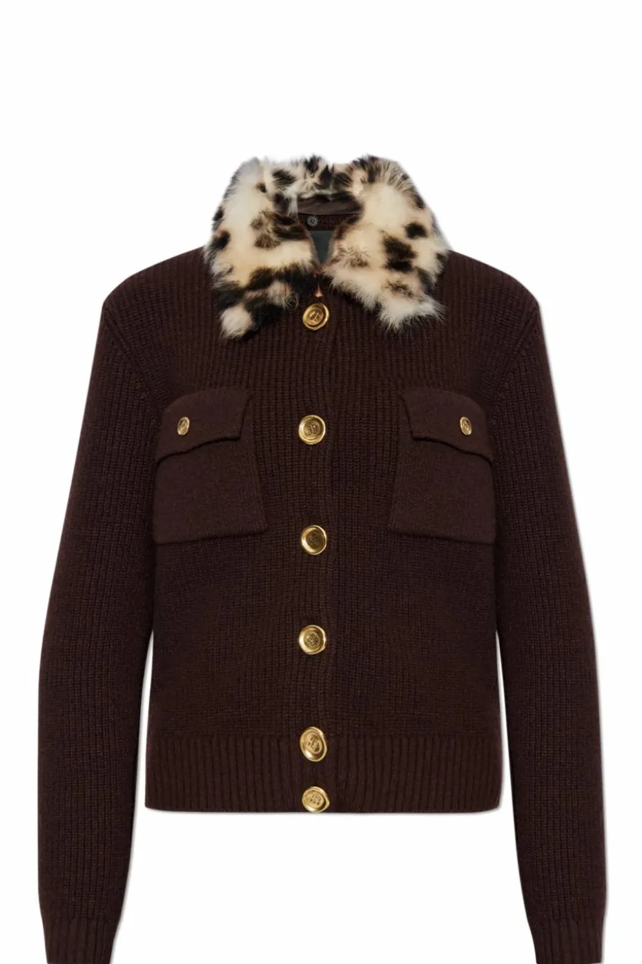 Givenchy BROWN Cardigan with fur collar