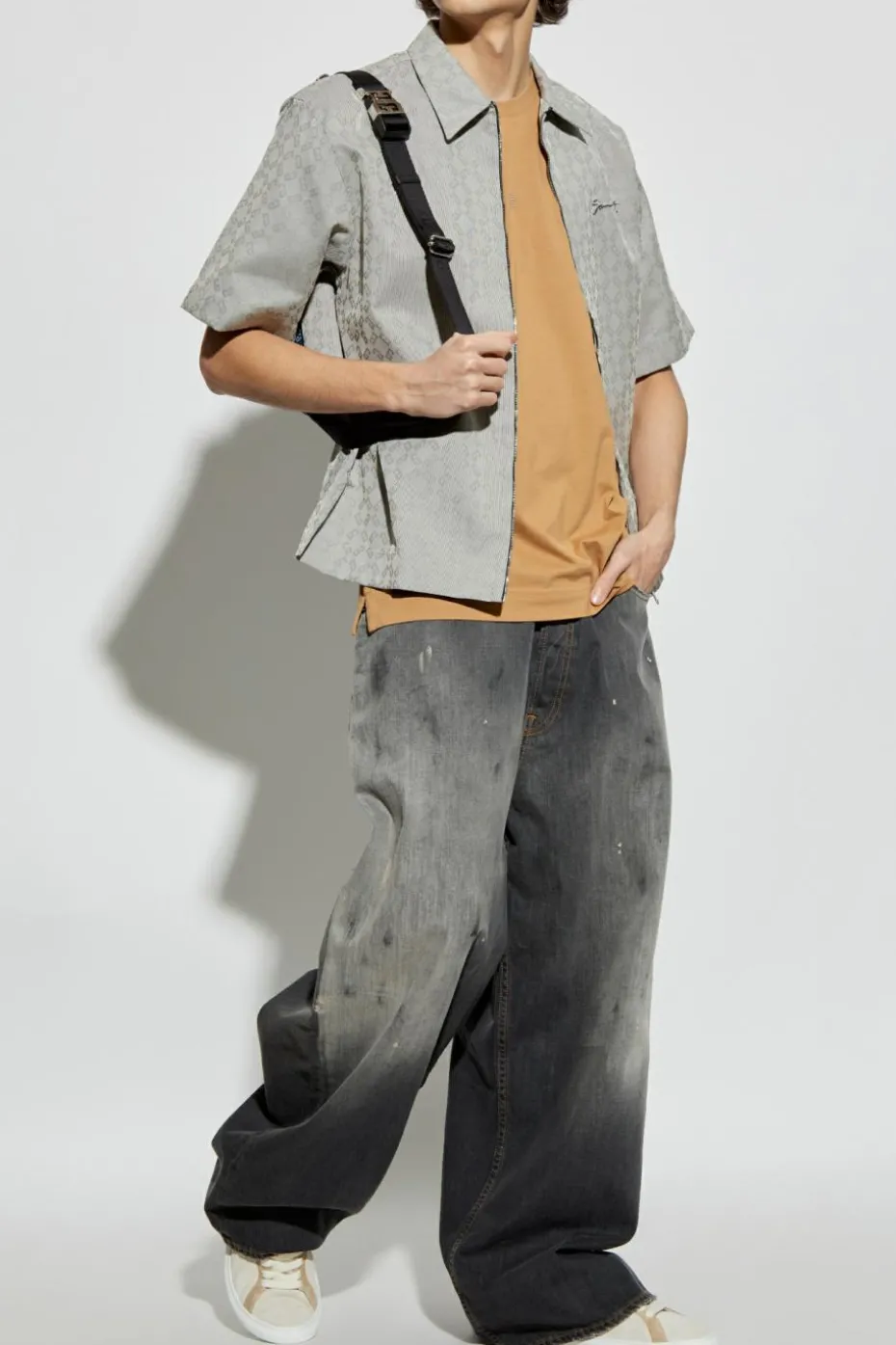 Givenchy GREY Ribbed short-sleeve shirt