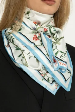 Givenchy WHITE Silk scarf with floral motif