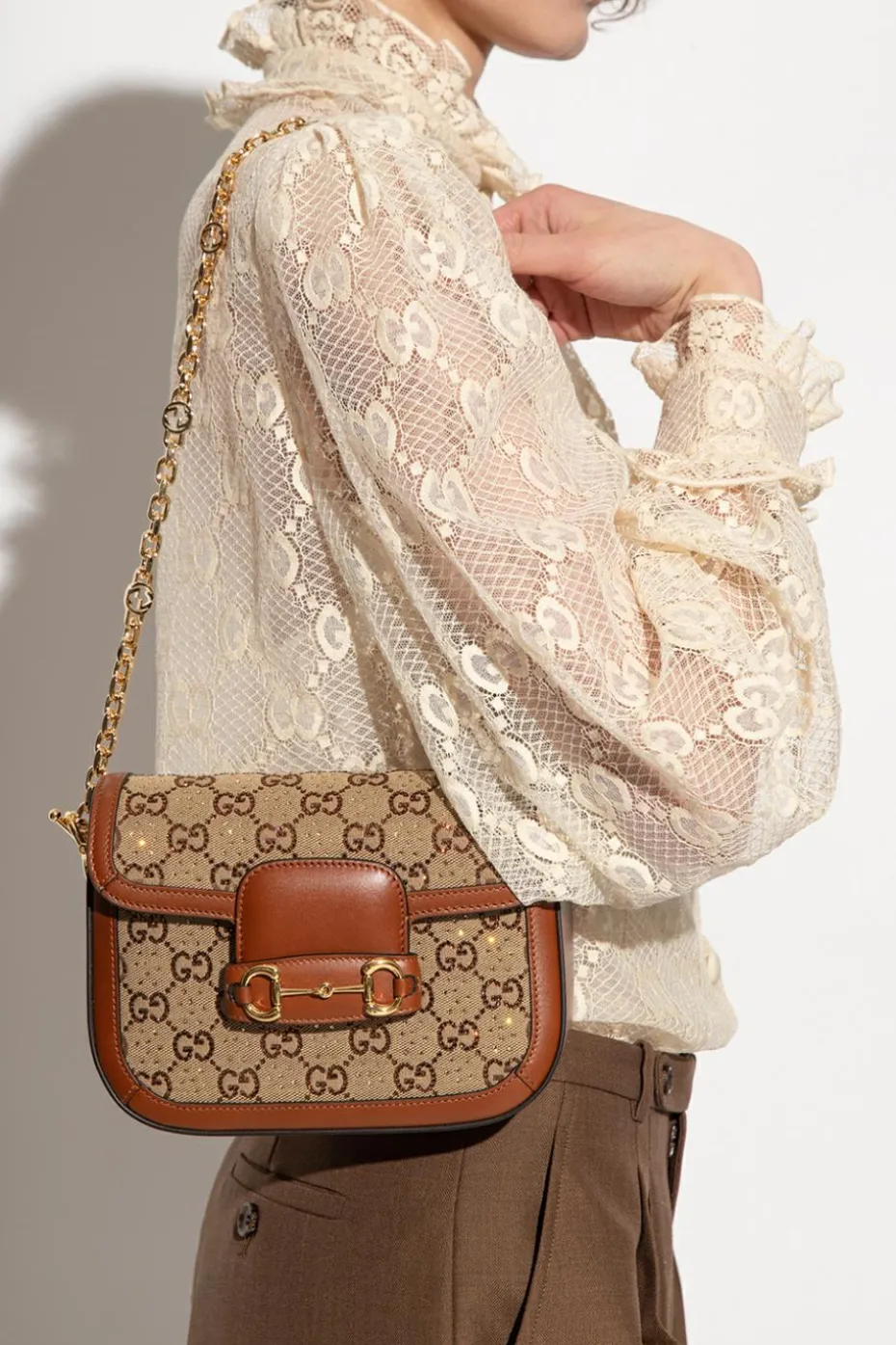 Gucci beige ‘1955 Horsebit Mini’ shoulder bag
