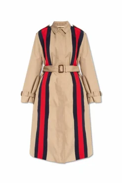 Gucci beige Coat with Web stripe