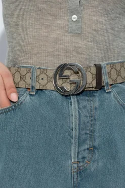 Gucci beige 'GG Supreme' canvas belt
