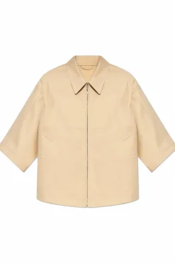 Gucci beige Jacket with embroidered logo on collar
