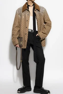 Gucci beige Jacket with shimmering appliqués