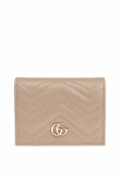 Gucci beige Leather wallet GG Marmont Mini