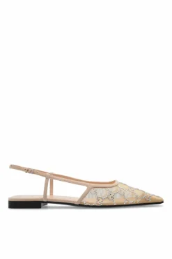 Gucci beige Monogrammed ballet flats