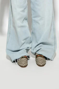 Gucci beige Monogrammed loafers