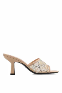 Gucci beige Monogrammed mules