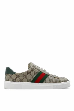 Gucci beige Monogrammed sneakers