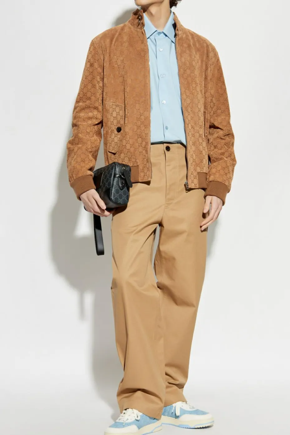 Gucci beige Pants with printed Web belt