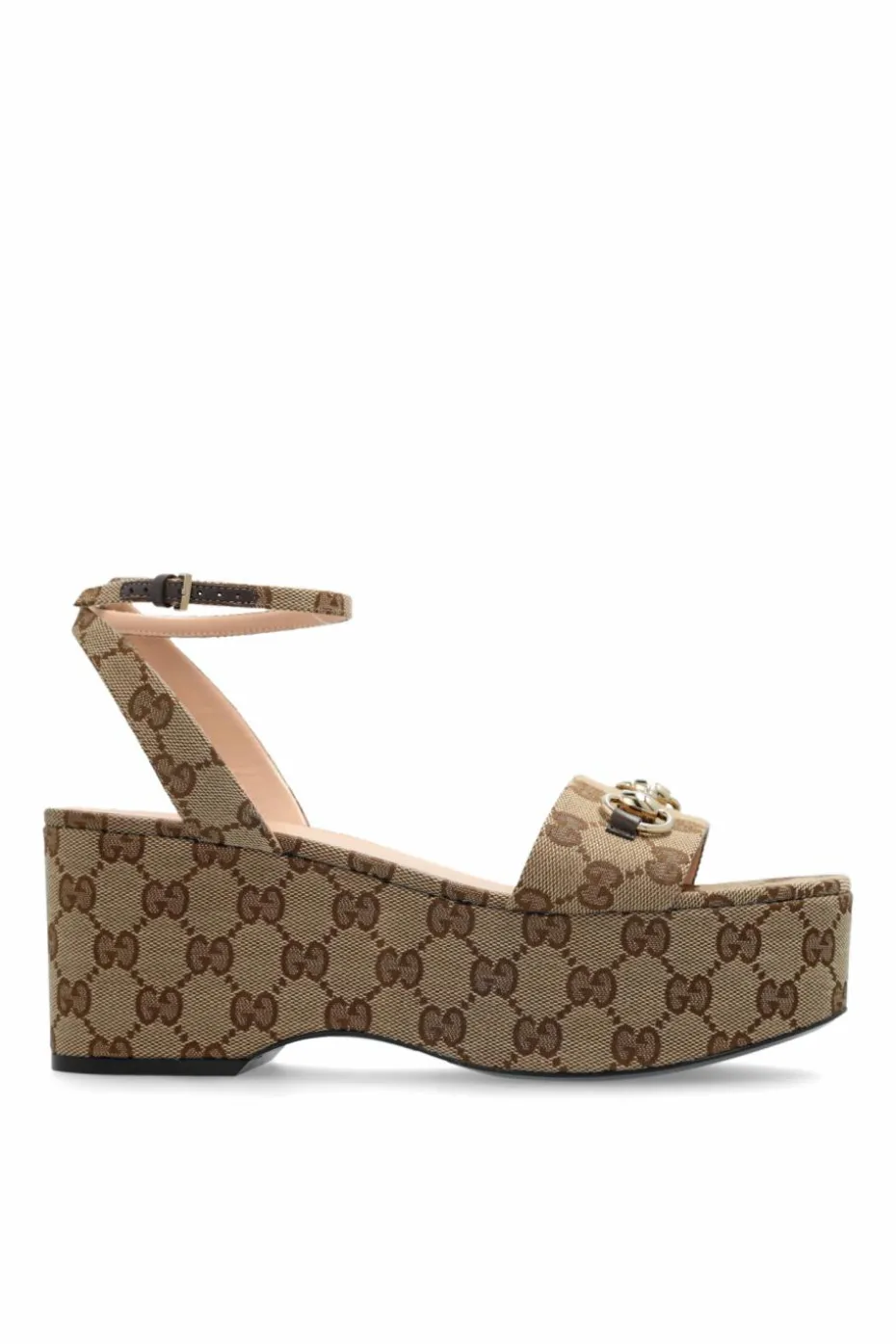 Gucci beige Platform sandals Horsebit