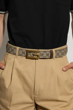 Gucci beige Reversible belt with logo