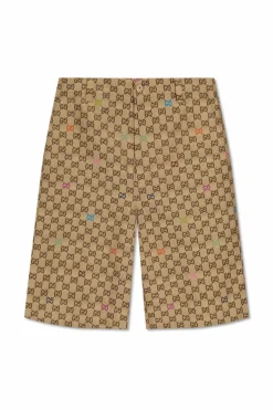 Gucci beige Shorts with "GG" pattern