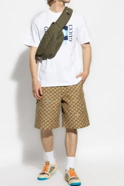 Gucci beige Shorts with "GG" pattern