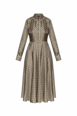 Gucci beige Silk dress with waist belt